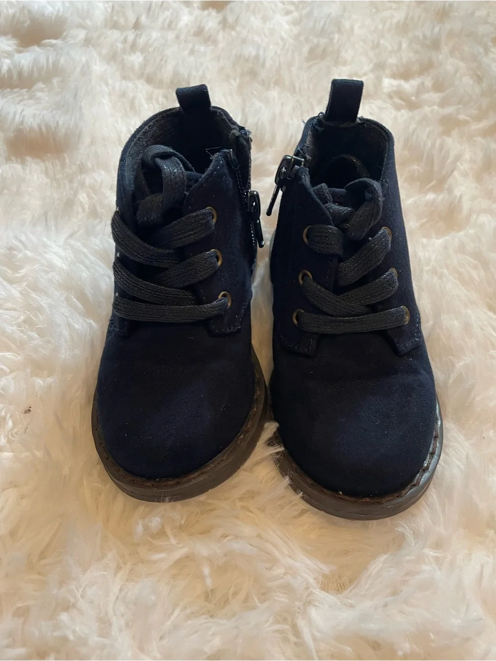 Gymboree Navy Lace-Up Toddler Boots with Side Zip